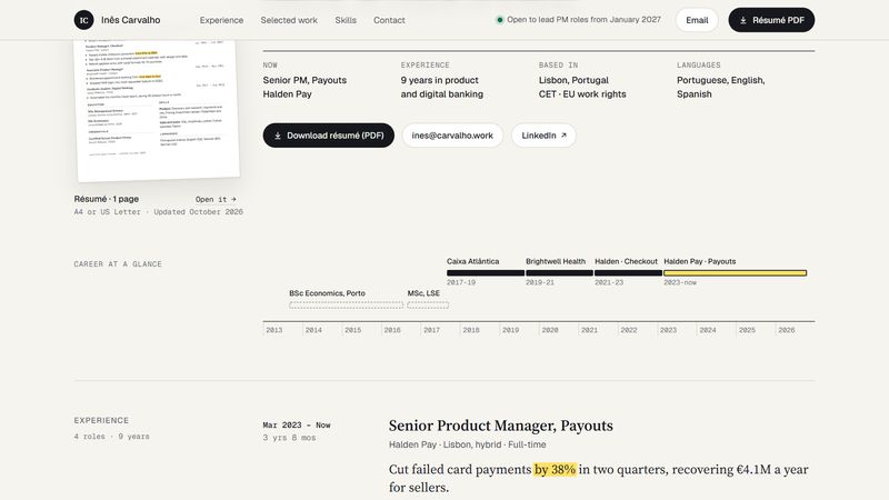 The career ruler: each role and degree drawn as a bar along a line of years from 2013 to 2026