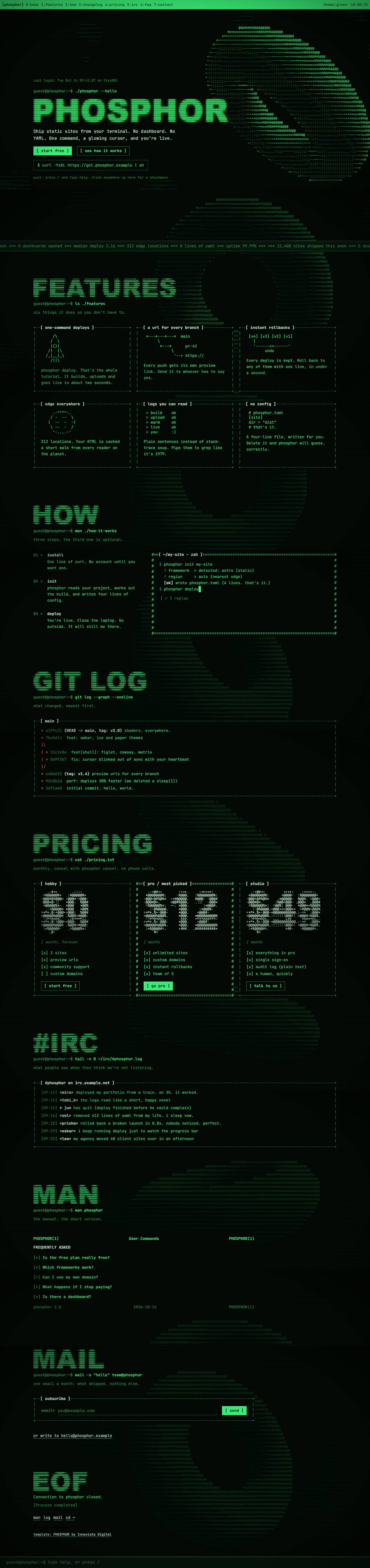The PHOSPHOR template, top to bottom